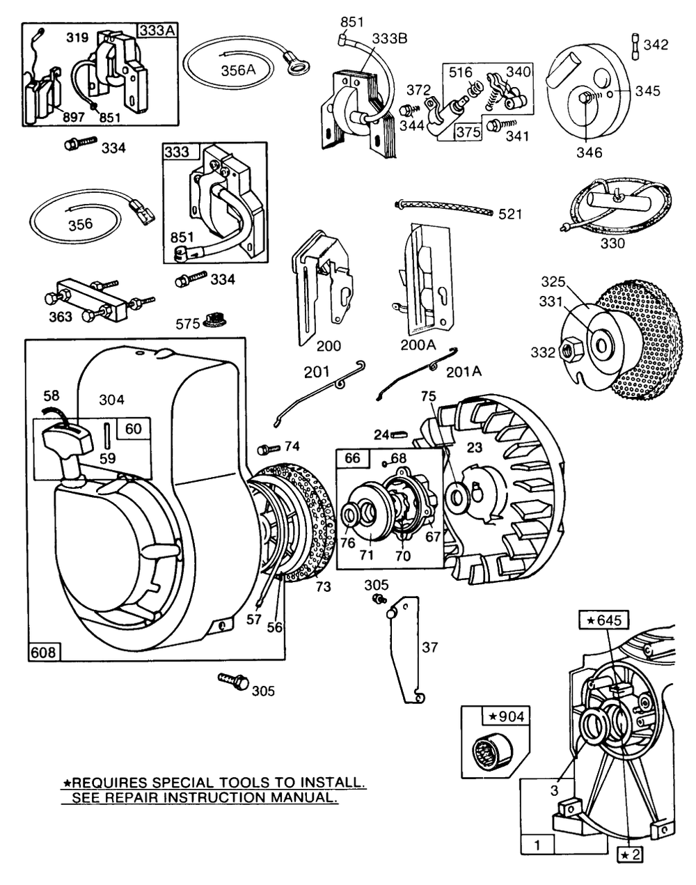 Blower Hsg,rewind,electrical Diagram and Parts List for 81252-0211-01  Briggs and Stratton Engine